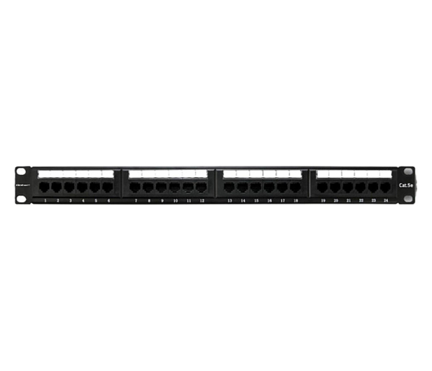 Qoltec Patch panel RACK 24 porty kat.5E UTP czarny - 1329996 - zdjęcie